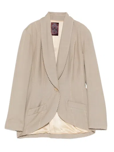 Pre-owned John Galliano 1990s Shawl Collar Blazer In Neutral