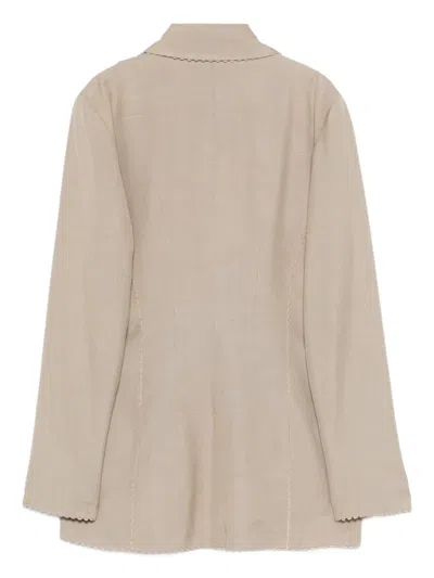 Pre-owned John Galliano 1990s Shawl Collar Blazer In Neutral
