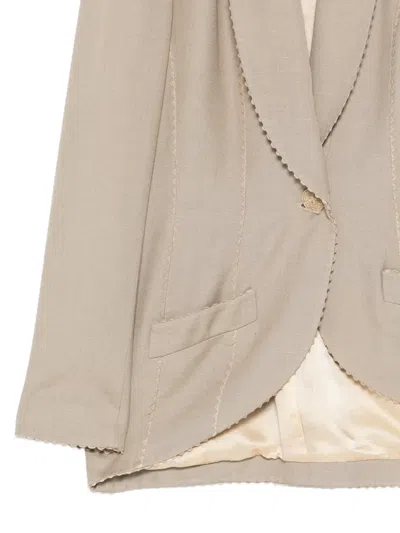 Pre-owned John Galliano 1990s Shawl Collar Blazer In Neutral