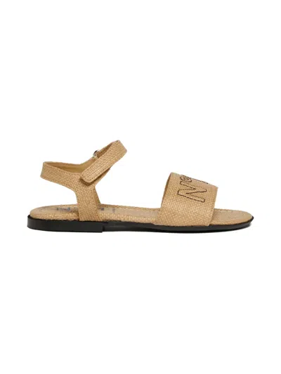 N°21 Logo-embroidered Sandals In Neutral