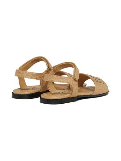 N°21 Logo-embroidered Sandals In Neutral