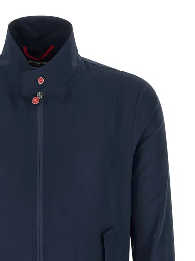 Kiton Cima Jacket Structured Cut Mandarin Collar In Blue