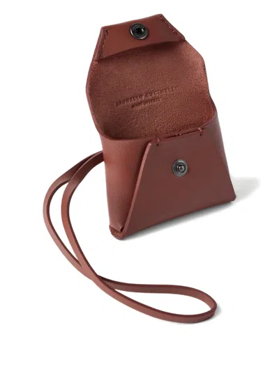 Brunello Cucinelli Flap Leather Bag Charm In Brown
