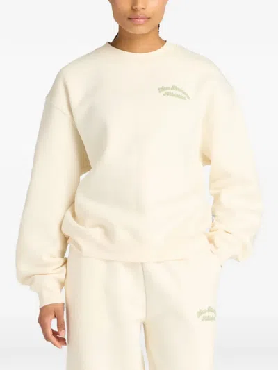 New Balance Script Logo Crew Sweatshirt In Neutral