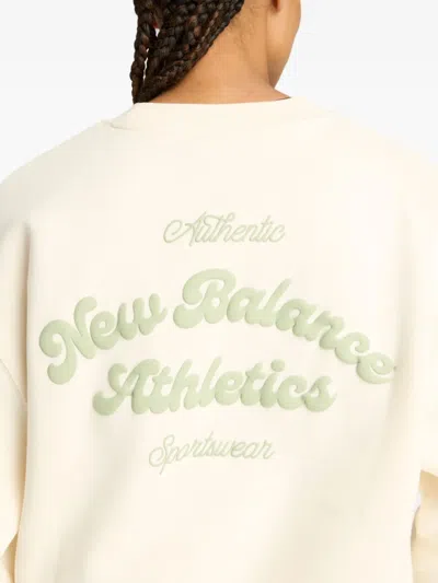 New Balance Script Logo Crew Sweatshirt In Neutral