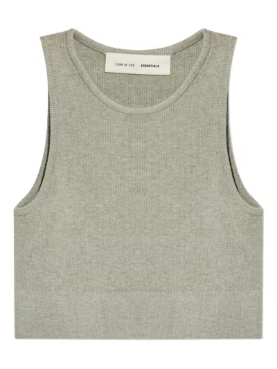 Essentials Ribbed Racer-back Top In Green