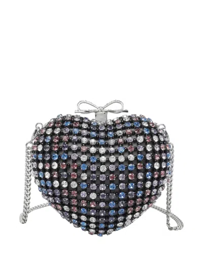 Self-portrait Heart-shaped Mini Clutch Bag In Black