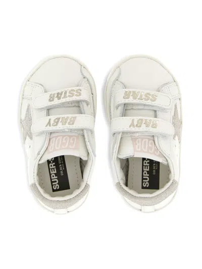 Golden Goose Old School Glitter-heel Leather Sneakers In White