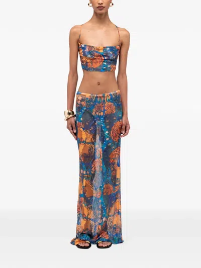 Donde Esteban El Beso Mesh Maxi Skirt In Blue