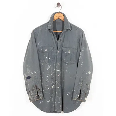 Vintage Curated By Double Rl Ralph Lauren 1940s Herringbone Twill Shirt In Gray