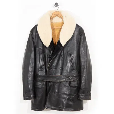 Vintage Curated By Double Rl Ralph Lauren 1930s Shearling-leather Coat In Black