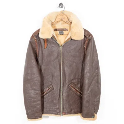Vintage Curated By Double Rl Ralph Lauren B-9 Shearling-leather Jacket In Brown
