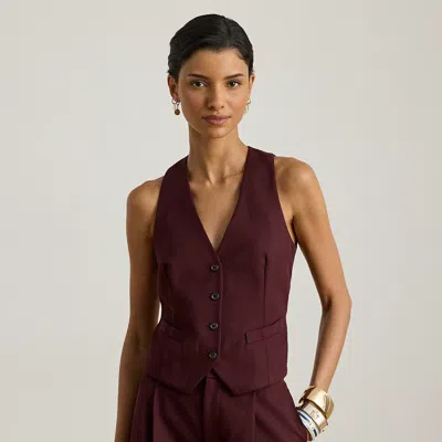 Ralph Lauren Wool-blend Twill Vest In Burgundy