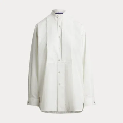 Ralph Lauren Pleated Bib Kirstin Cotton Shirt In White