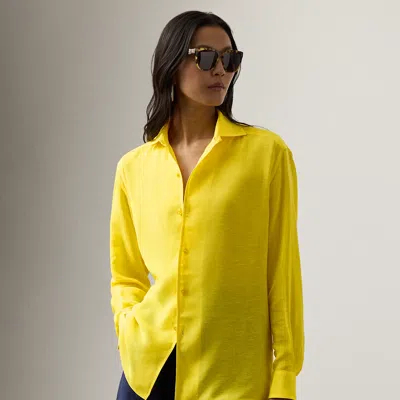 Ralph Lauren Capri Relaxed Fit Linen Voile Shirt In Yellow