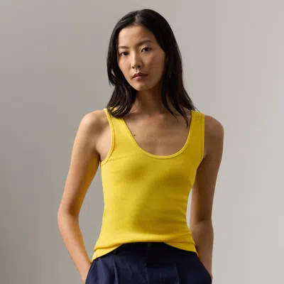 Ralph Lauren Ellis Rib-knit Cotton-blend Tank Top In Yellow