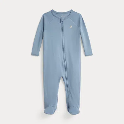Ralph Lauren Cotton Interlock Footed Coverall In Blue