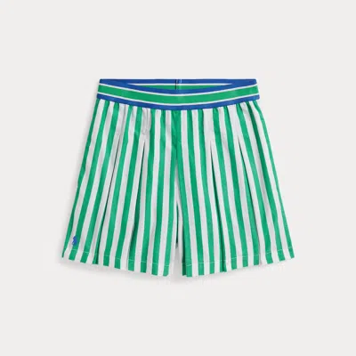 Polo Ralph Lauren Ralph Lauren Striped Pleated Poplin Culotte Short In Green