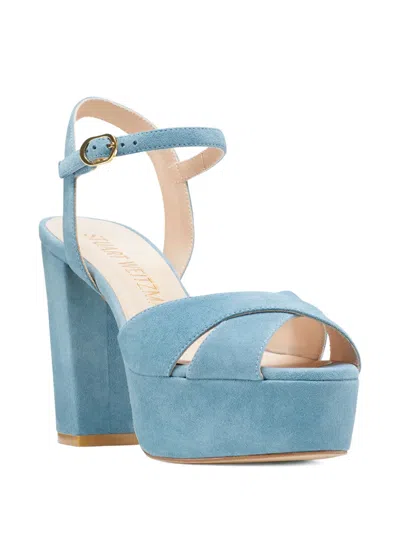 Stuart Weitzman Ivona Crossover Platform Sandals In Blue