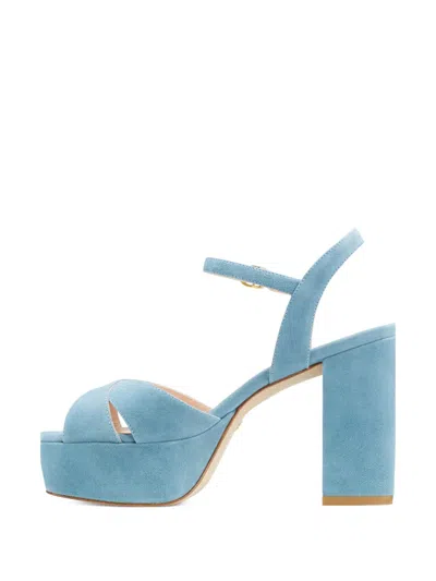 Stuart Weitzman Ivona Crossover Platform Sandals In Blue