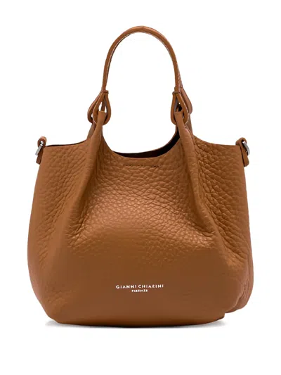 Gianni Chiarini Dua Grained-leather Tote Bag In Brown