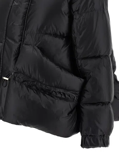 Sacai Black Nylon Down Jacket With Drawstring In Black