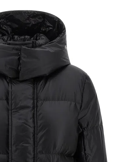 Sacai Black Nylon Down Jacket With Drawstring In Black