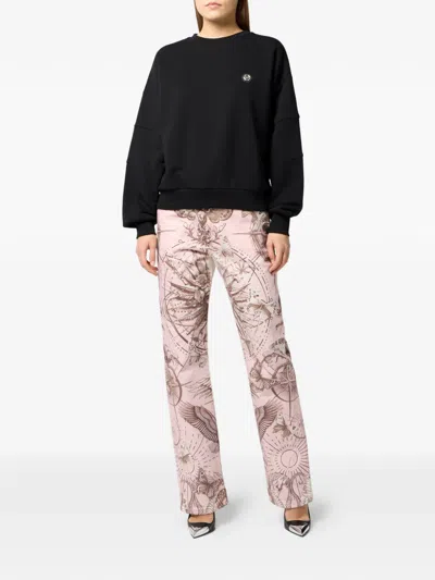 Philipp Plein Round-neck Logo Sweatshirt In Black