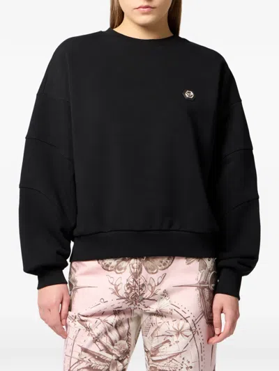 Philipp Plein Round-neck Logo Sweatshirt In Black