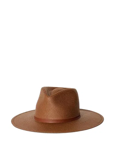 Janessa Leone Sherman Straw Effect Hat In Brown