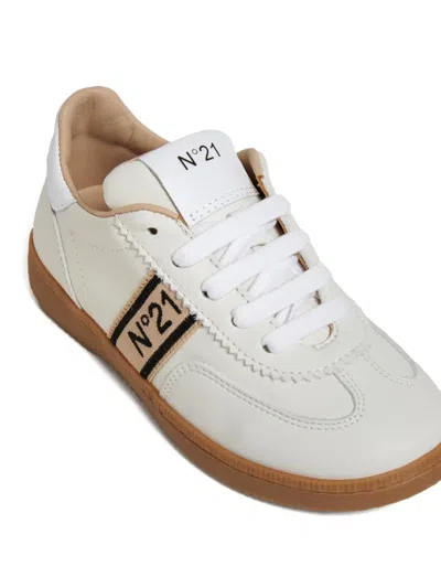 N°21 Logo-detailed Leather Sneakers In White