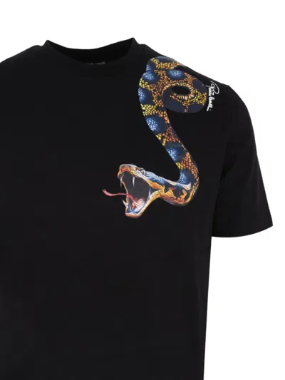 Roberto Cavalli Snake Printed T-shirt In Black