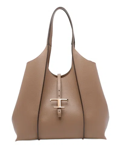 Tod's T Timeless Tote Bag In Brown