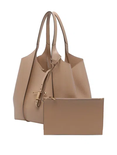 Tod's T Timeless Tote Bag In Brown