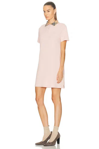 Burberry Check-collar Cotton Polo Shirt Mini Dress In Neutral