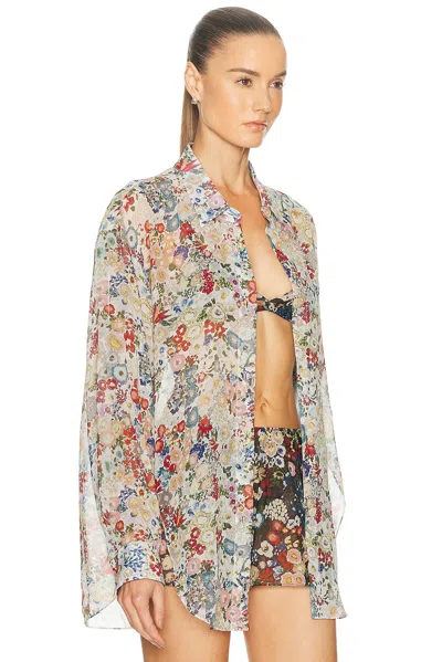Khaite Goya Floral Silk Chiffon Button-down Top In Multi