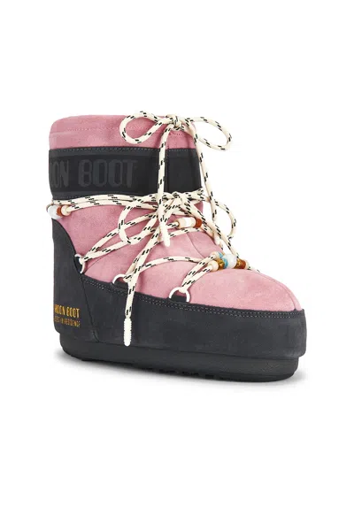 Moon Boot Two-tone Suede S X Guest In Residence Icon Low Ankle Boots In Pink