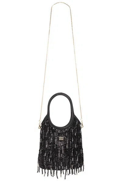 Miu Miu Beaded Ivy Bag In Black
