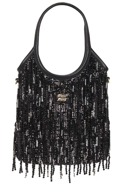 Miu Miu Beaded Ivy Bag In Black