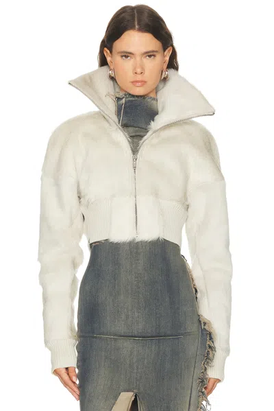 Rick Owens Dracucollar Cropped Jacket In White