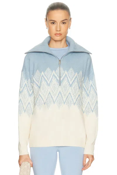 Varley Hedda Fair Isle Half Zip Pullover Ashley Blue In Blue