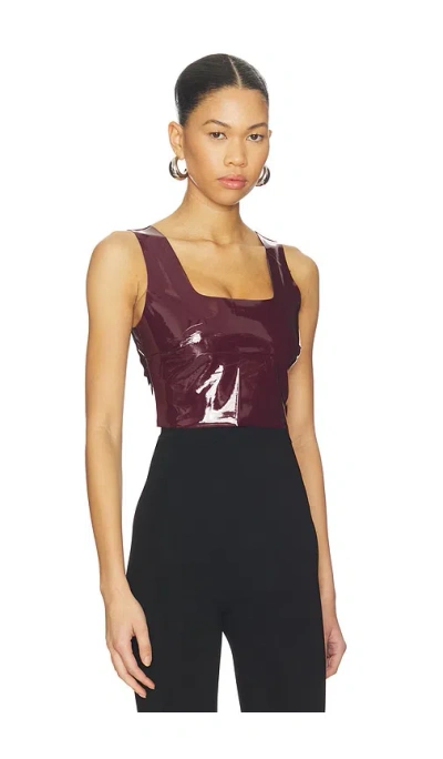 Commando Faux Patent Leather Crop Top In Burgundy