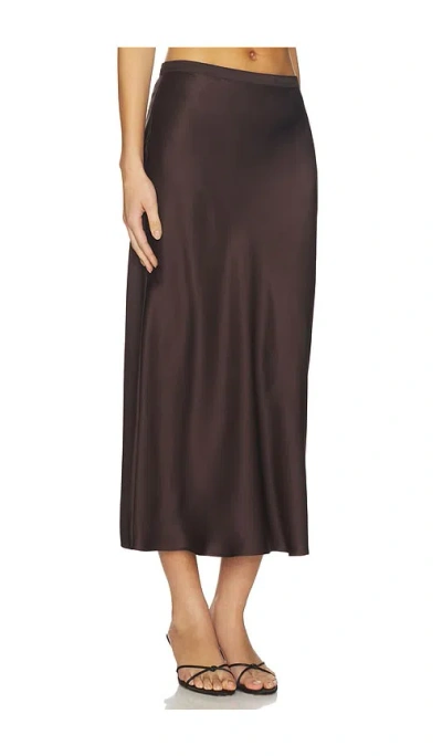 Anine Bing Brown Silk Bar Midi Skirt In Brown