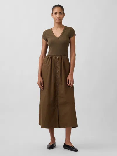 Gap Modern Mixed Media Maxi Dress In Green