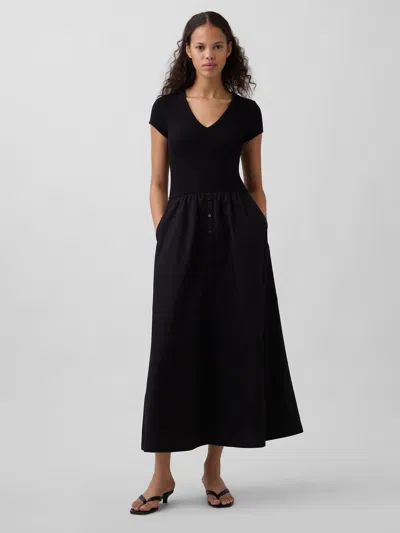 Gap Modern Mixed Media Maxi Dress In Black