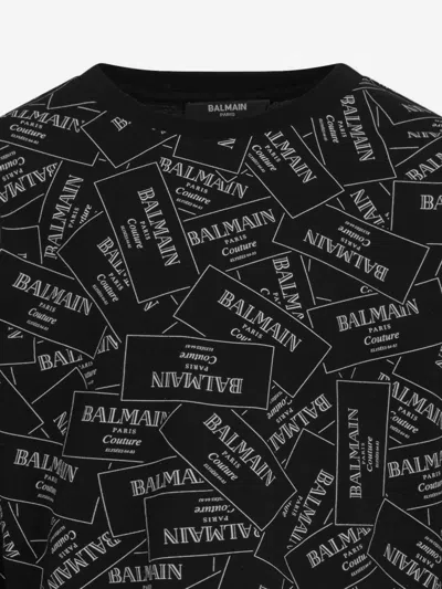 Balmain Girls Logo Print Sweater Dress In Black