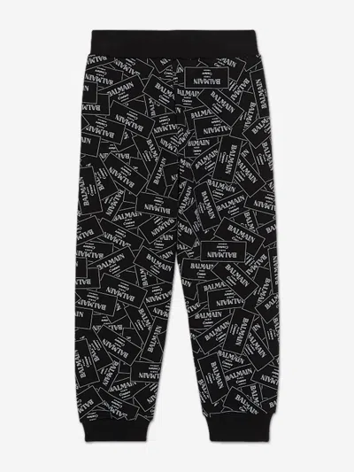 Balmain Kids Logo Print Joggers In Black