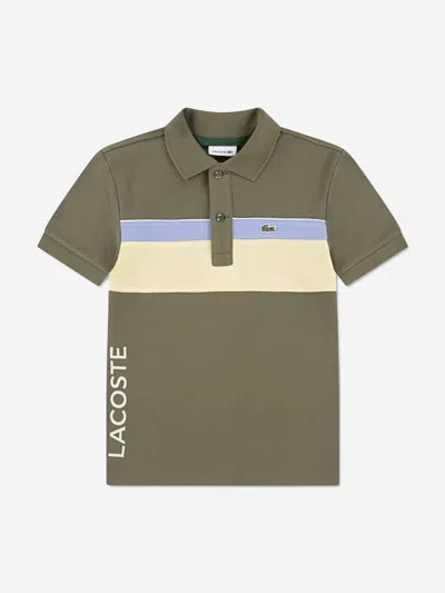 Lacoste Boys Colourblock Polo Shirt In Green