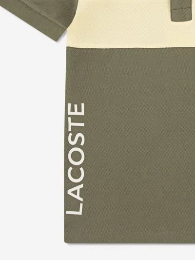 Lacoste Boys Colourblock Polo Shirt In Green