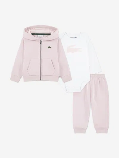 Lacoste Baby Girls Mon Premier Tracksuit Set In Pink